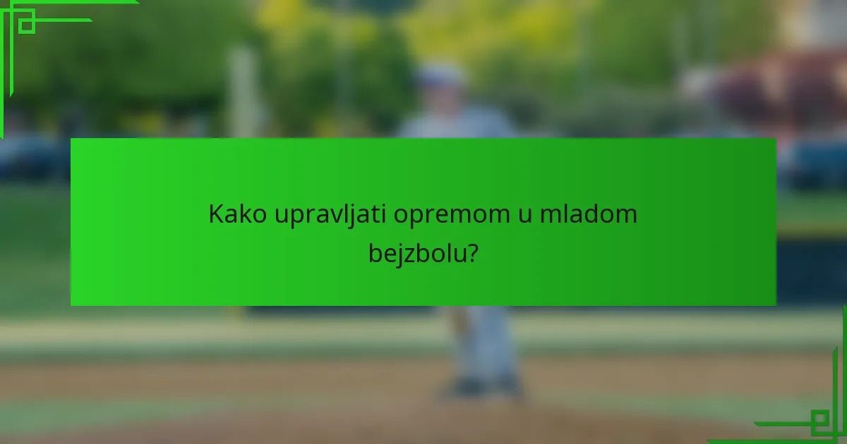 Kako upravljati opremom u mladom bejzbolu?