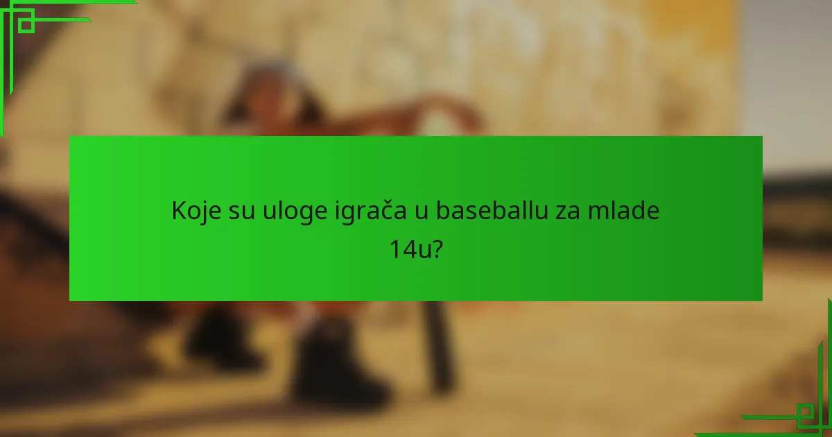 Koje su uloge igrača u baseballu za mlade 14u?